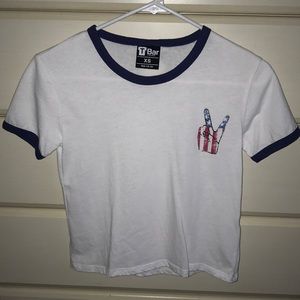 White T-shirt from Cotton On (American flag hand)